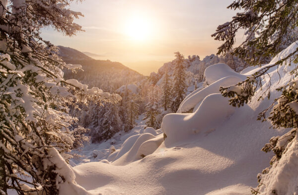 landscape of deep snow drifts