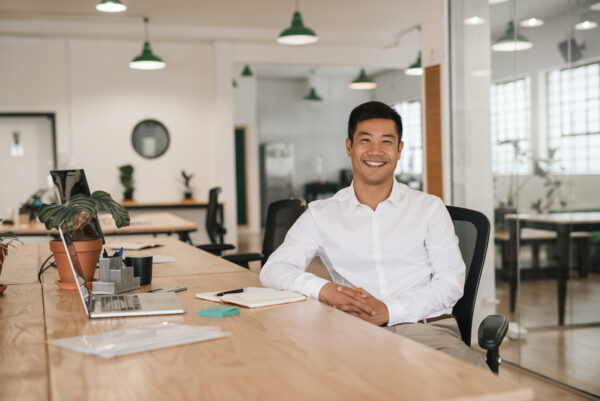 Male architect sitting at desk